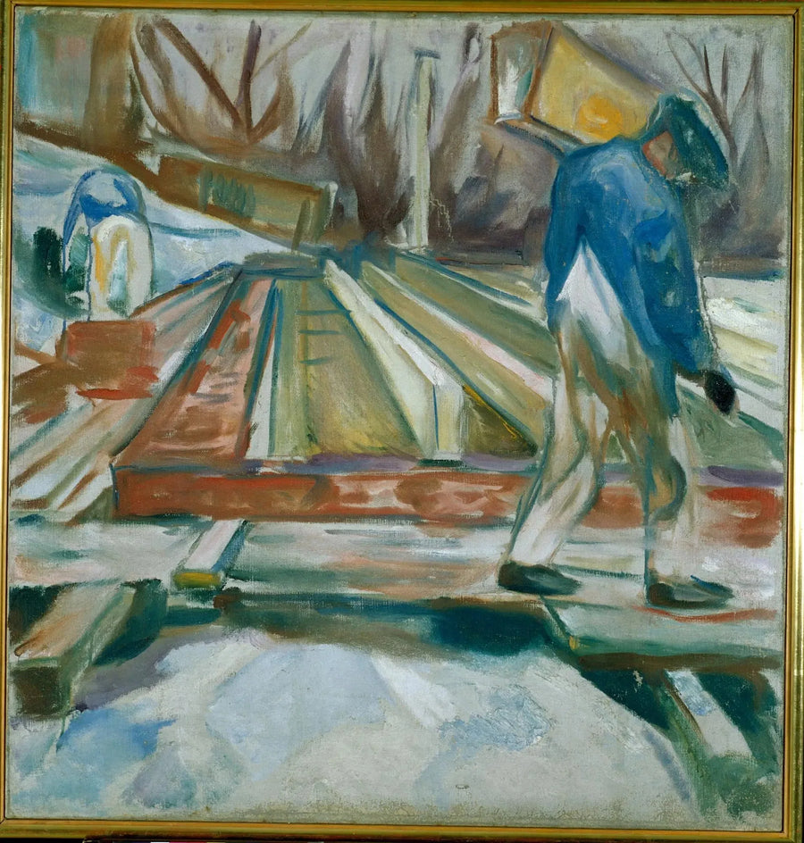 Muratore al lavoro sull'edificio dello studio - Edvard Munch