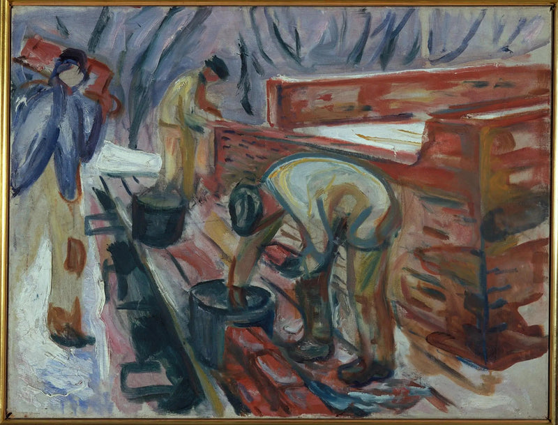 Muratori al lavoro sull'edificio dello studio - Edvard Munch