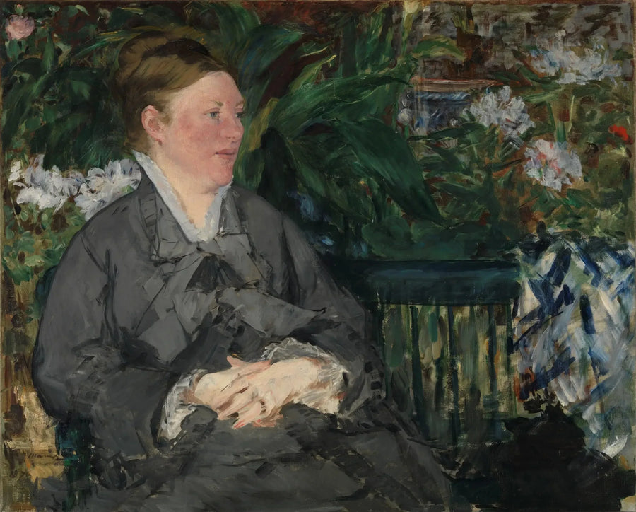 Madame Édouard Manet nella serra - Édouard Manet
