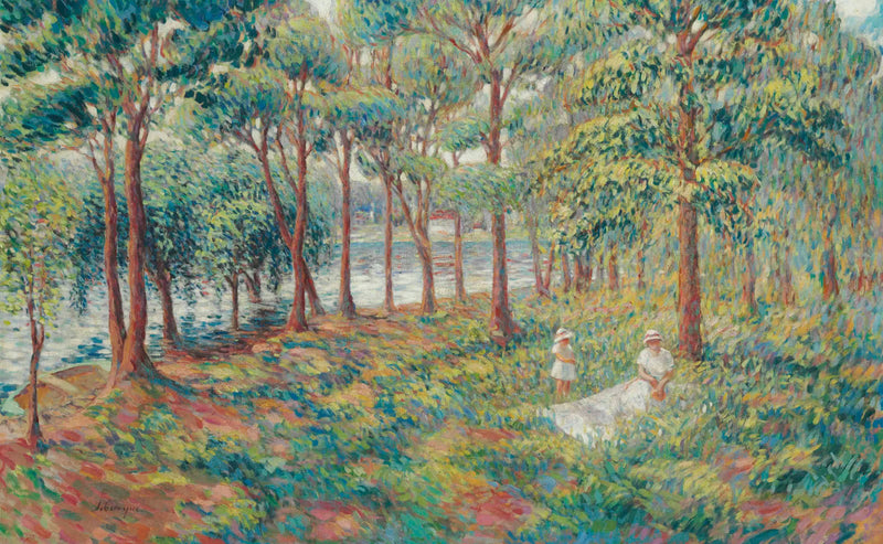 Madame Lebasque e sua figlia sulle rive della Marna - Henri Lebasque