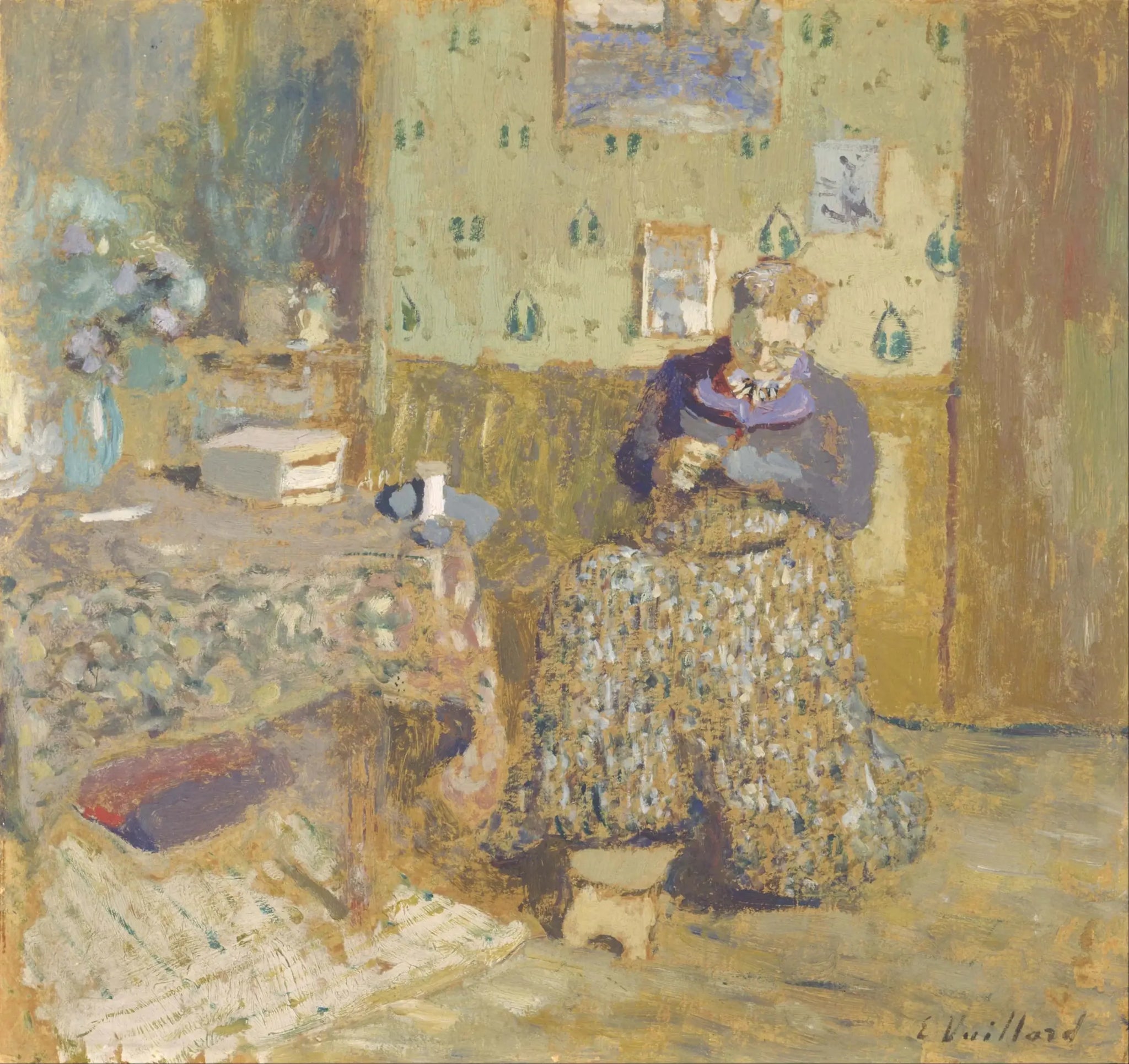 Madame Vuillard Couture - Édouard Vuillard image 1 copie de tableau peinte à la main