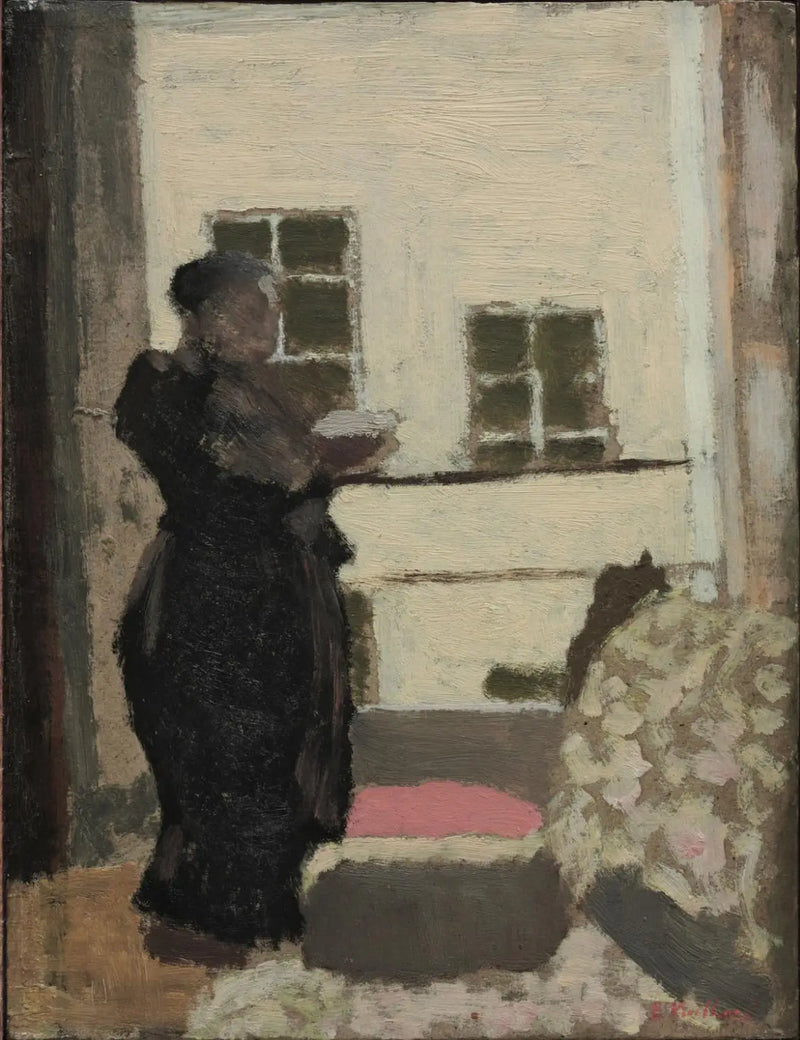 Madame Vuillard in piedi che legge davanti alla finestra - Édouard Vuillard