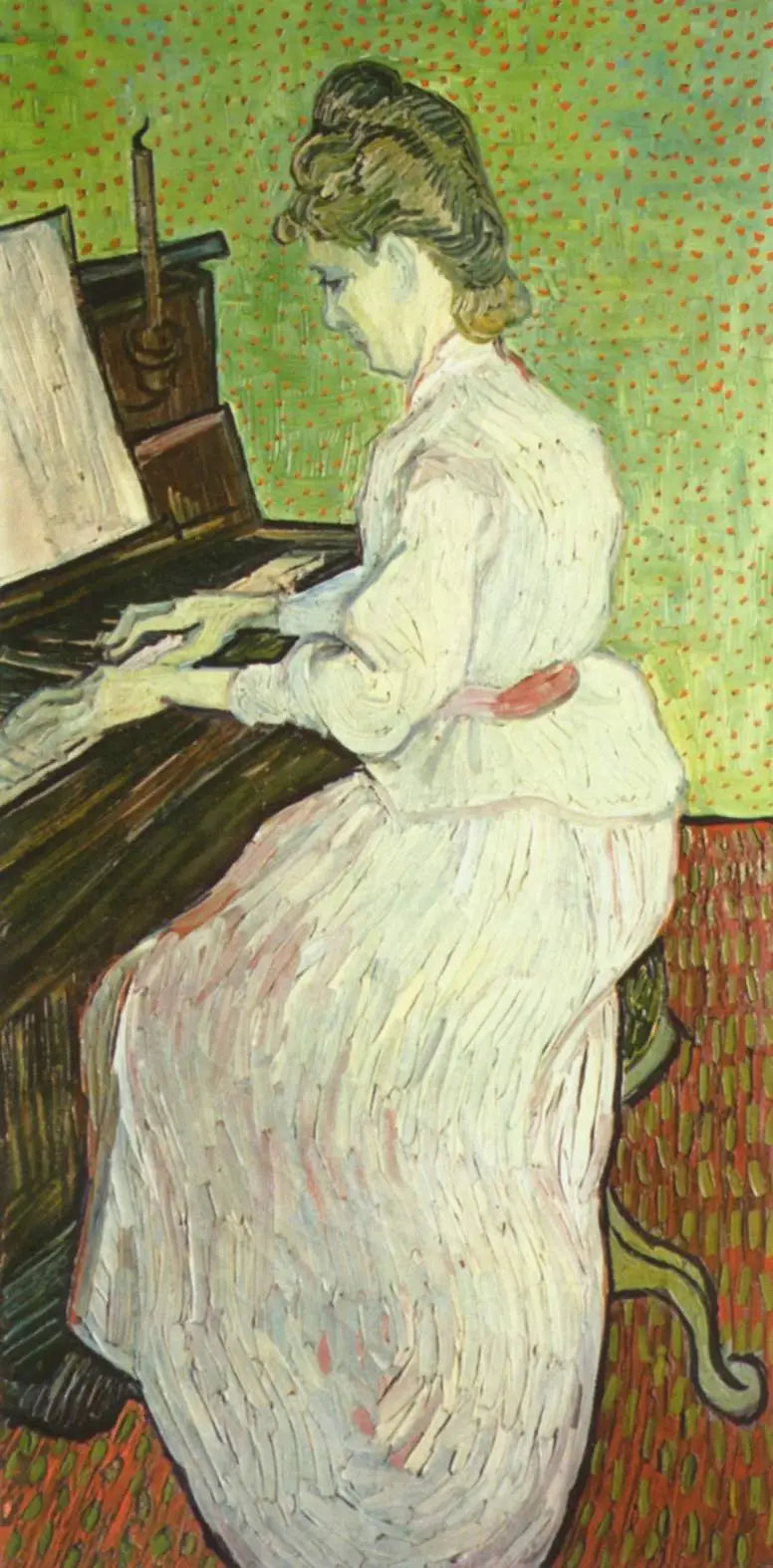 Mademoiselle Gachet au piano - Vincent van Gogh image 1 copie peinte à la main à l’huile