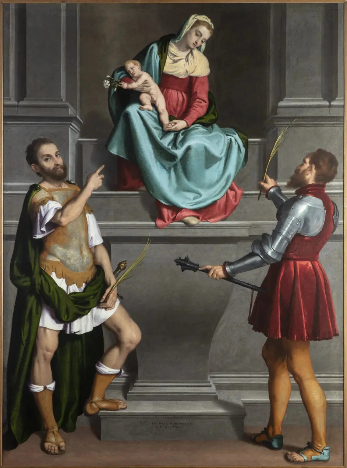Madonna in trono con Bambino e i santi Vittore e Fidenzio - Giovanni Battista Moroni image 1 reproduction de peinture à l’huile