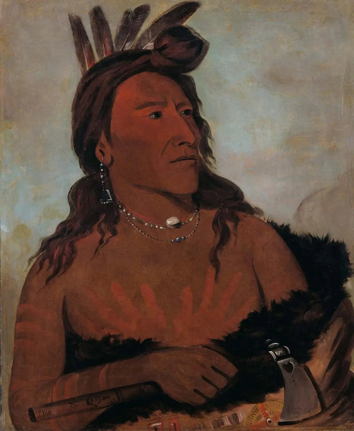 Mah-tó-che-ga Petit Ours un Hunkpapa Brave - George Catlin - Alpha Reproduction