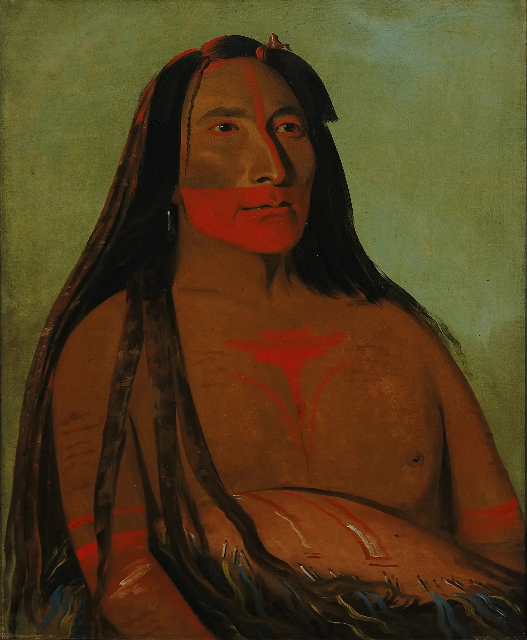 Máh-to-tóh-pa, Quatre Ours, Deuxième Chef en Deuil - George Catlin image 1 reproduction artisanale de tableau