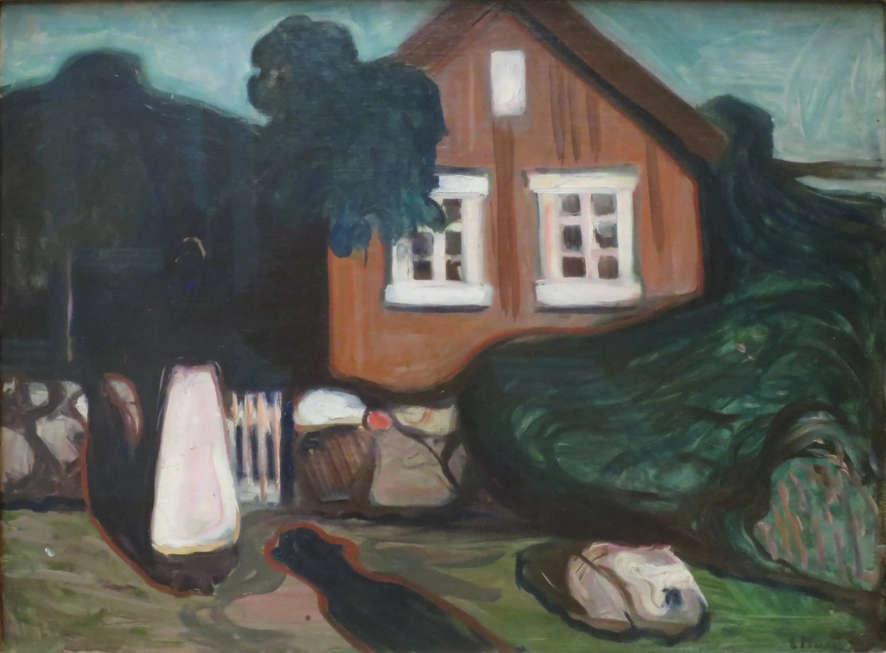 Reproduction du tableau « maison au clair de lune - Edvard Munch » par Alpha Reproduction en peinture à l’huile