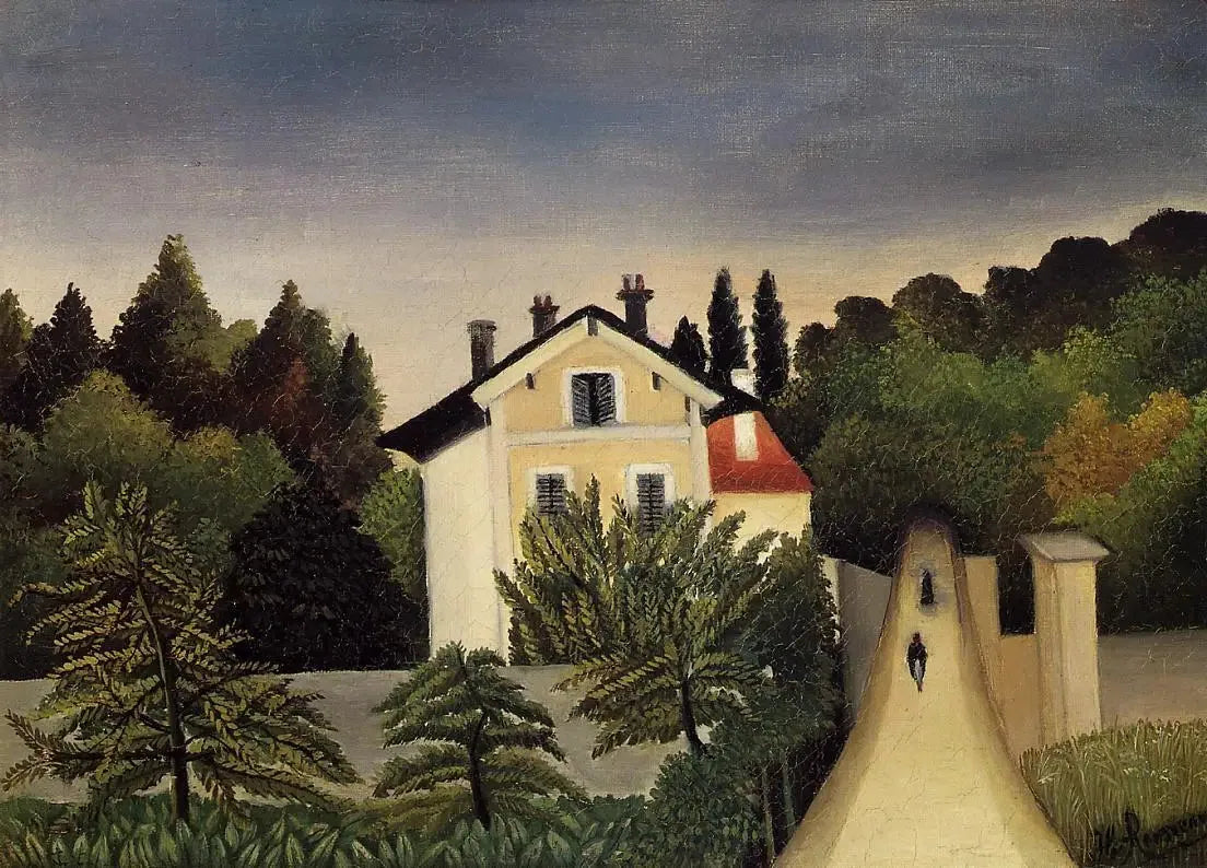 Maison aux portes de Paris - Henri Rousseau image 1 copie peinte à la main à l’huile
