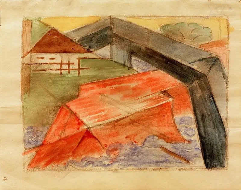 Casa e ponte - Franz Marc