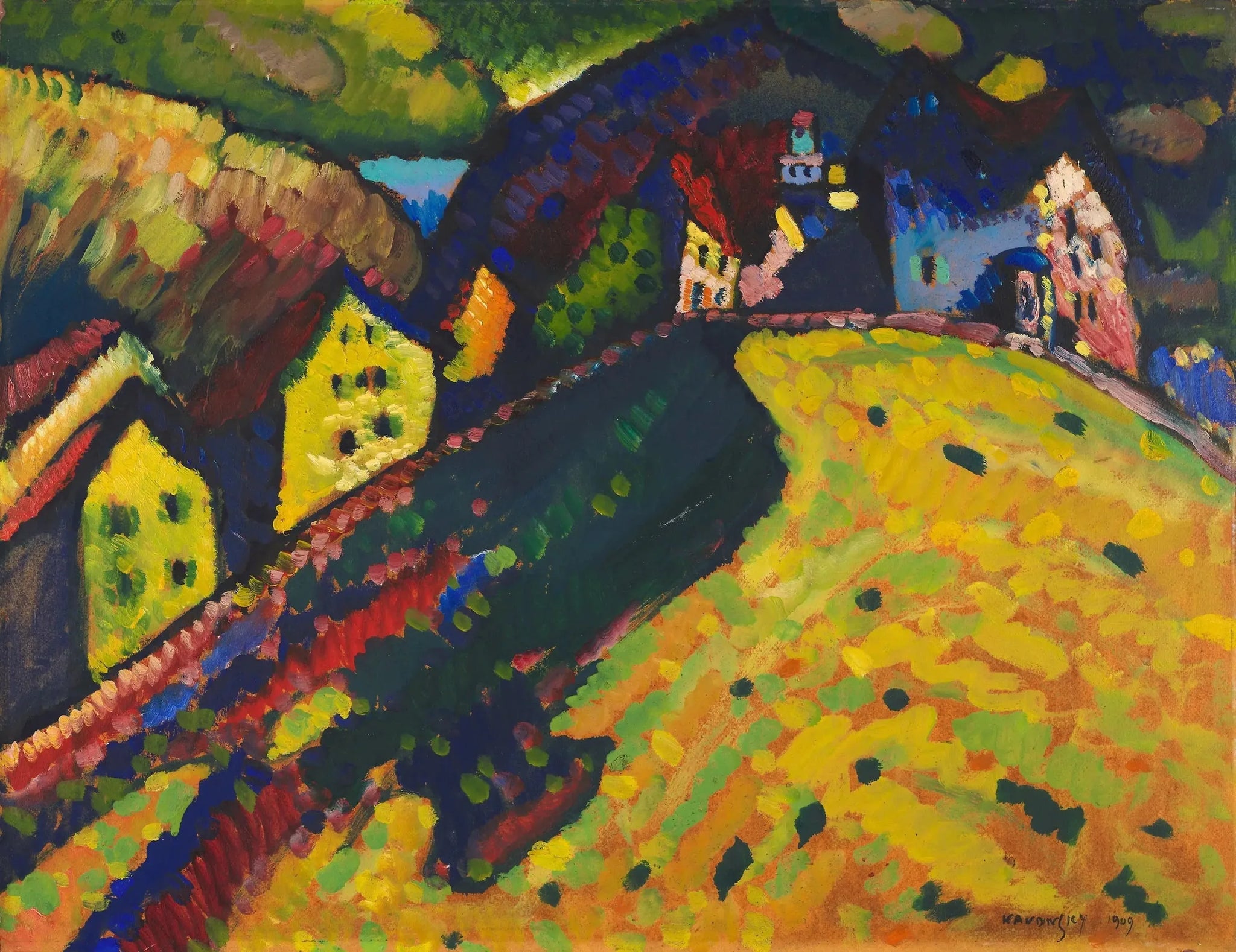 Maisons à Murnau - Vassily Kandinsky image 1 copie de tableau peinte à la main