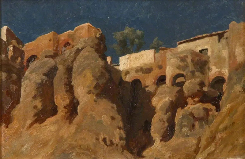 Case sulla cima di una scogliera nel Mediterraneo (forse a Capri) - Frederic Leighton