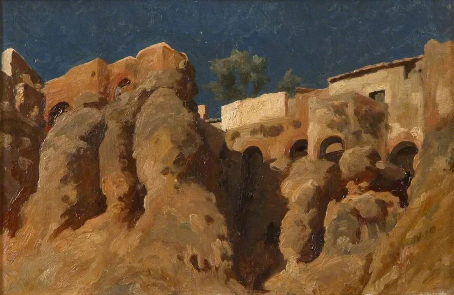 Case sulla cima di una scogliera nel Mediterraneo (forse a Capri) - Frederic Leighton