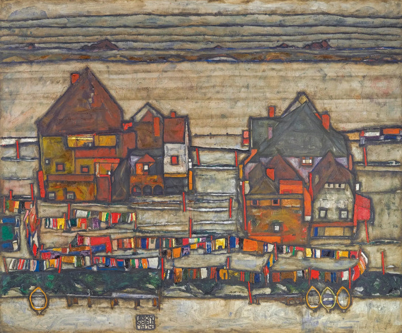 Case con biancheria colorata - Egon Schiele