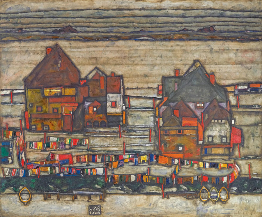 Case con biancheria colorata - Egon Schiele