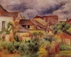 Case di villaggio, tetti rossi (Essoyes) - Pierre-Auguste Renoir