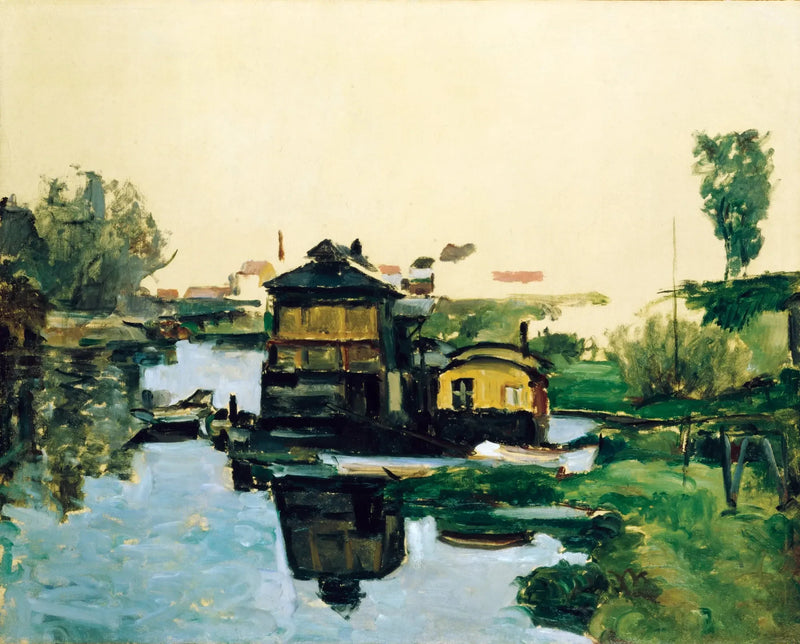 Case galleggianti su un fiume - Paul Cézanne