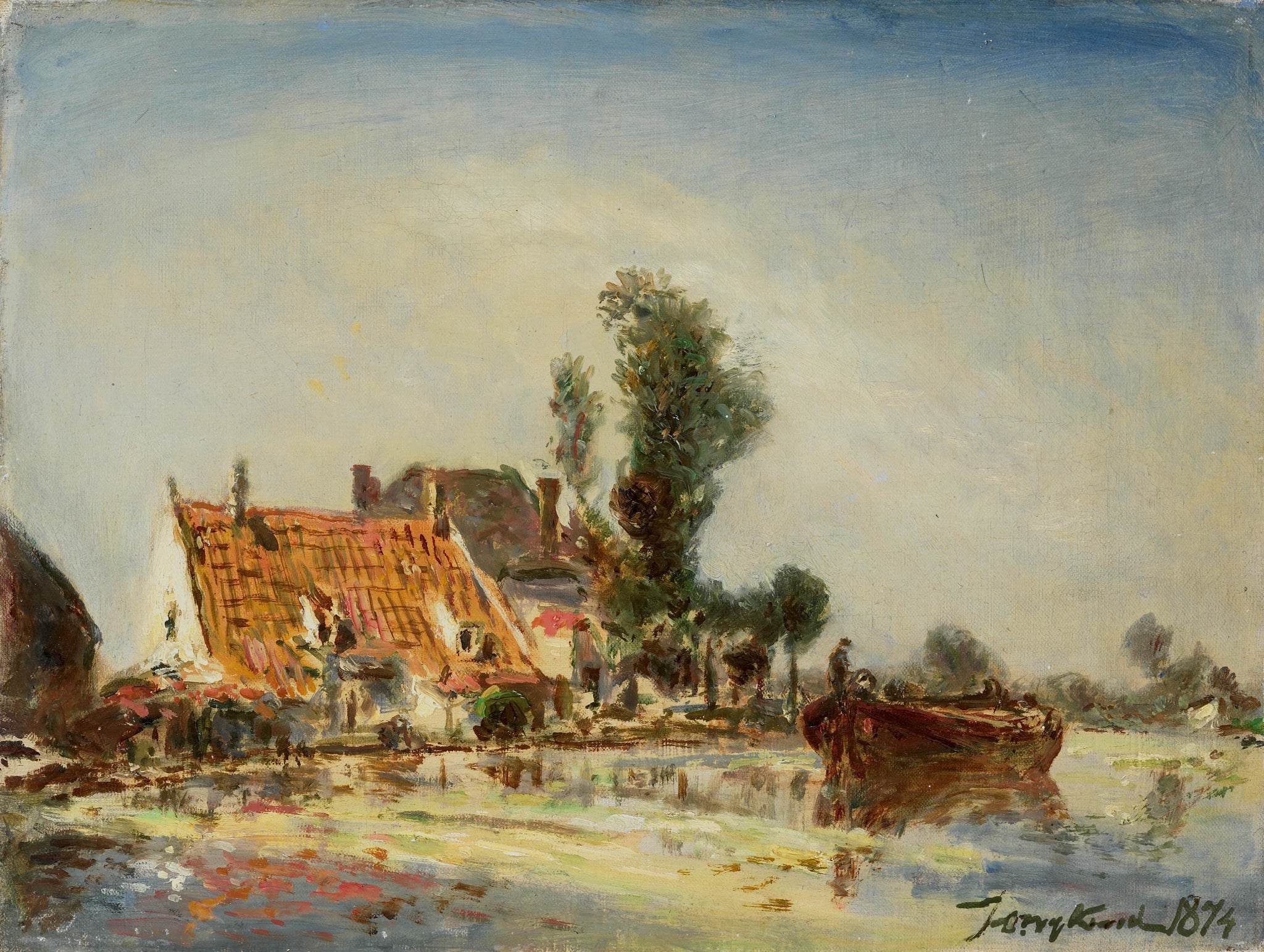 Maisons sur un canal près de Crooswijk - Johan Barthold Jongkind