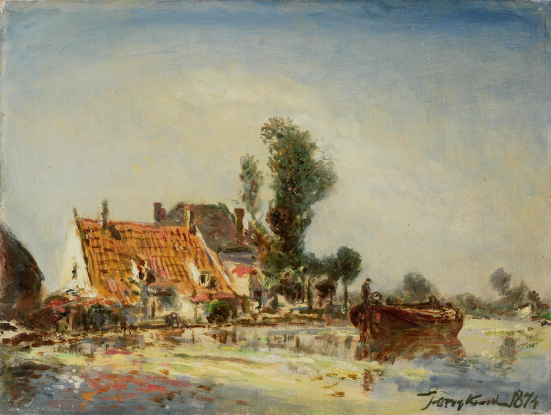 Maisons sur un canal près de Crooswijk - Johan Barthold Jongkind