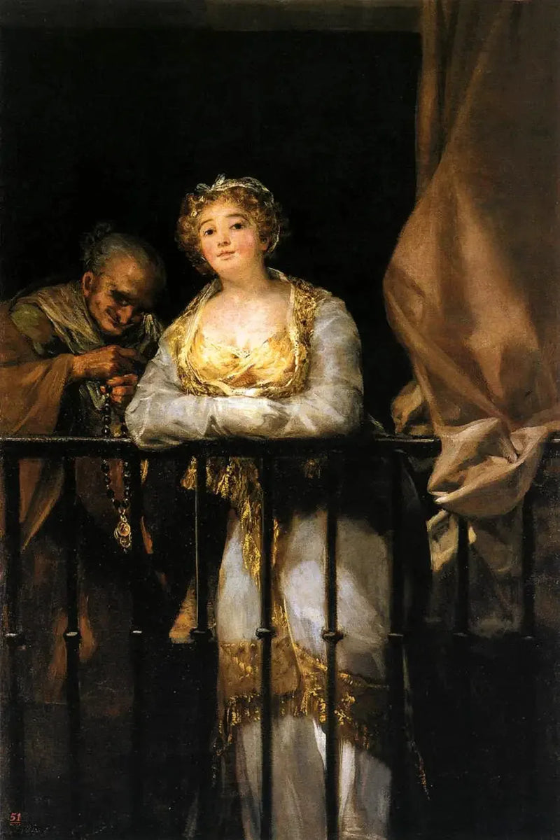 Maja e Célestine sul balcone - Francisco de Goya