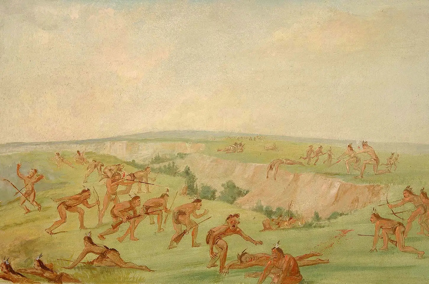 Mandan attaquant un groupe d’Arikara - George Catlin - Alpha Reproduction