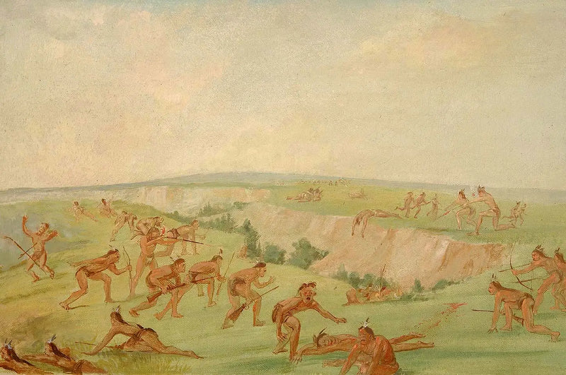 Mandan attaccante un gruppo di Arikara - George Catlin