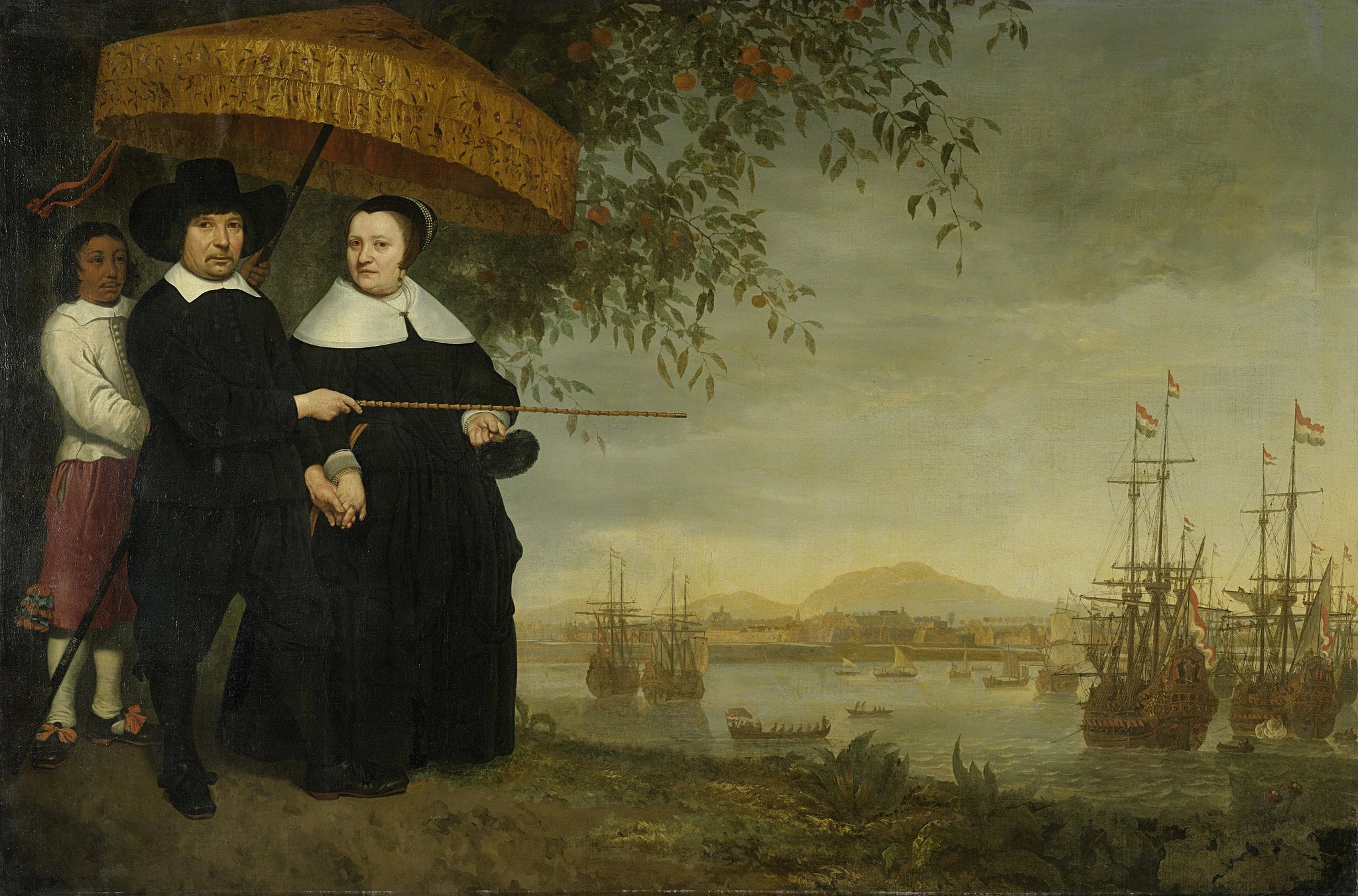 Un marchand en chef du COV avec sa femme et un serviteur esclave - Albert Cuyp