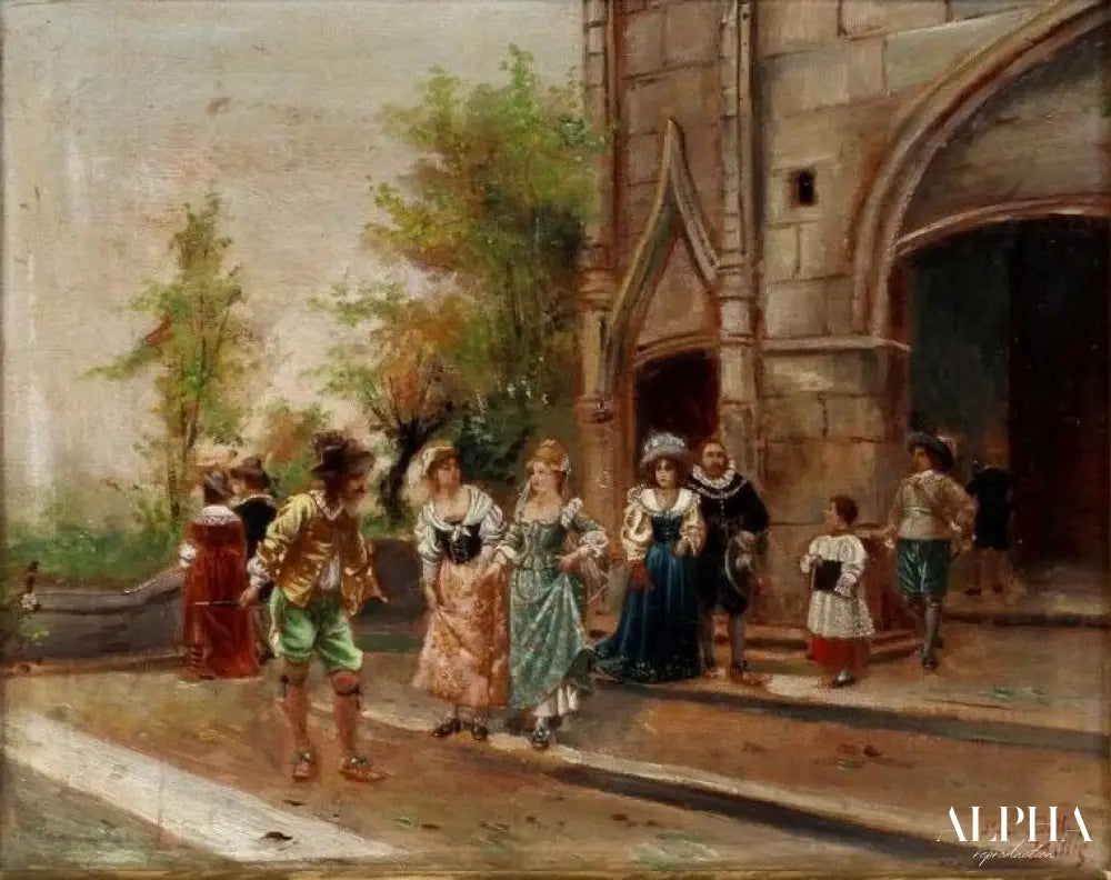 Marches de l’église - Cesare-Auguste Detti Reproductions de tableaux à la peinture à l’huile