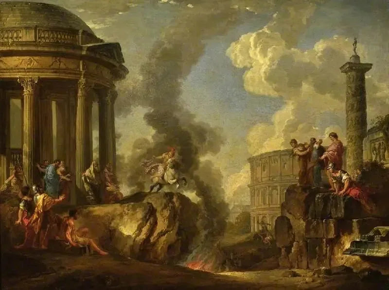 Marcus Curtius che si tuffa nel golfo - Giovanni Paolo Panini