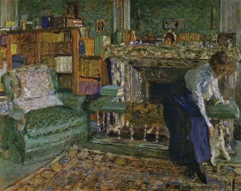 Marguerite Chapin dans son appartement avec son chien - Édouard Vuillard
