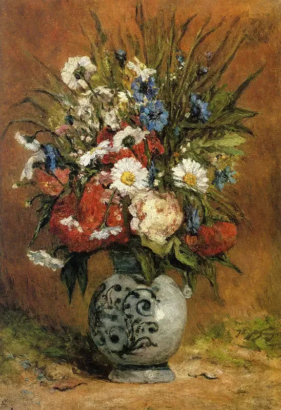 Margherite e peonie in un vaso blu - Paul Gauguin