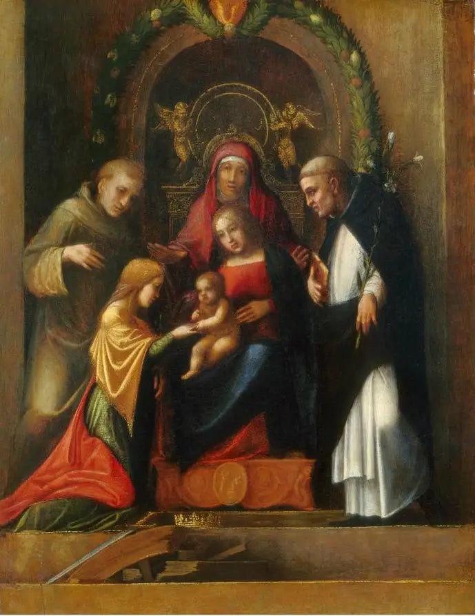 Matrimonio mistico di santa Caterina d'Alessandria e santi - Antonio da Correggio