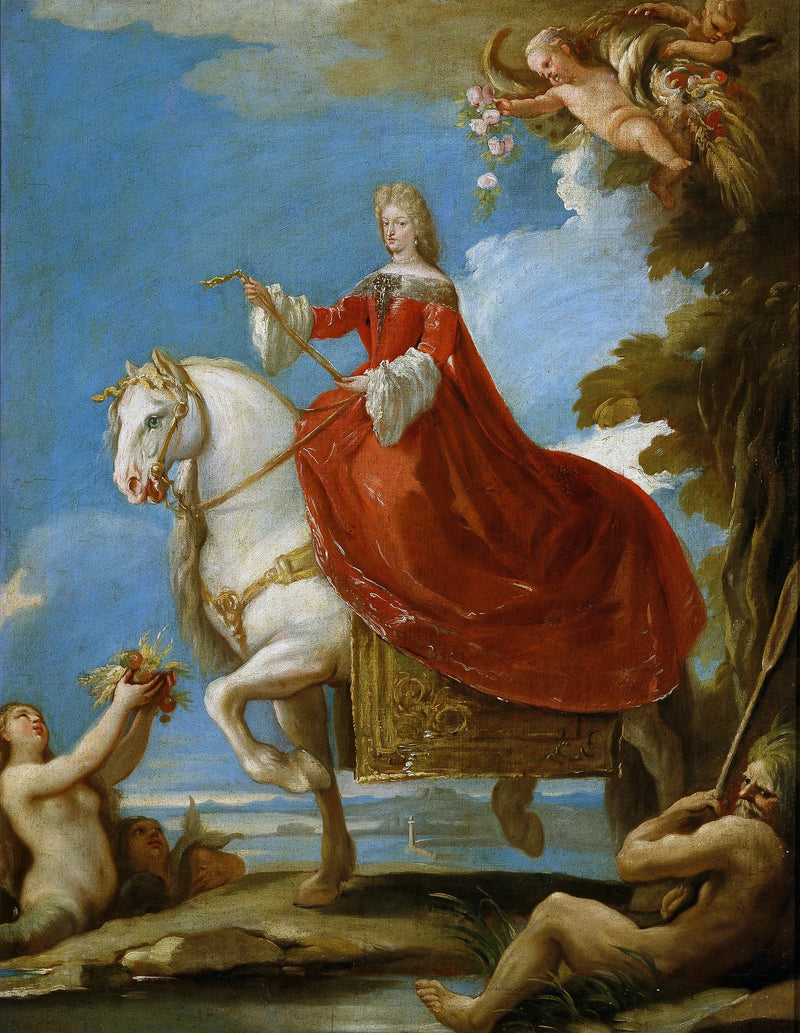 Marie-Anne de Neubourg, regina di Spagna, a cavallo - Luca Giordano