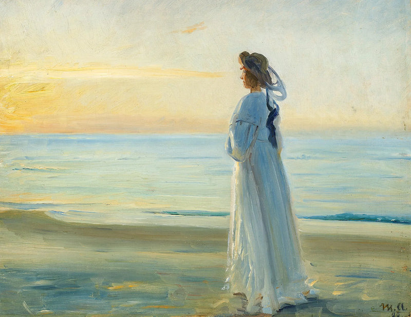 Marie Dinesen cammina a Skagen Nordstrand. -Michael Peter Ancher