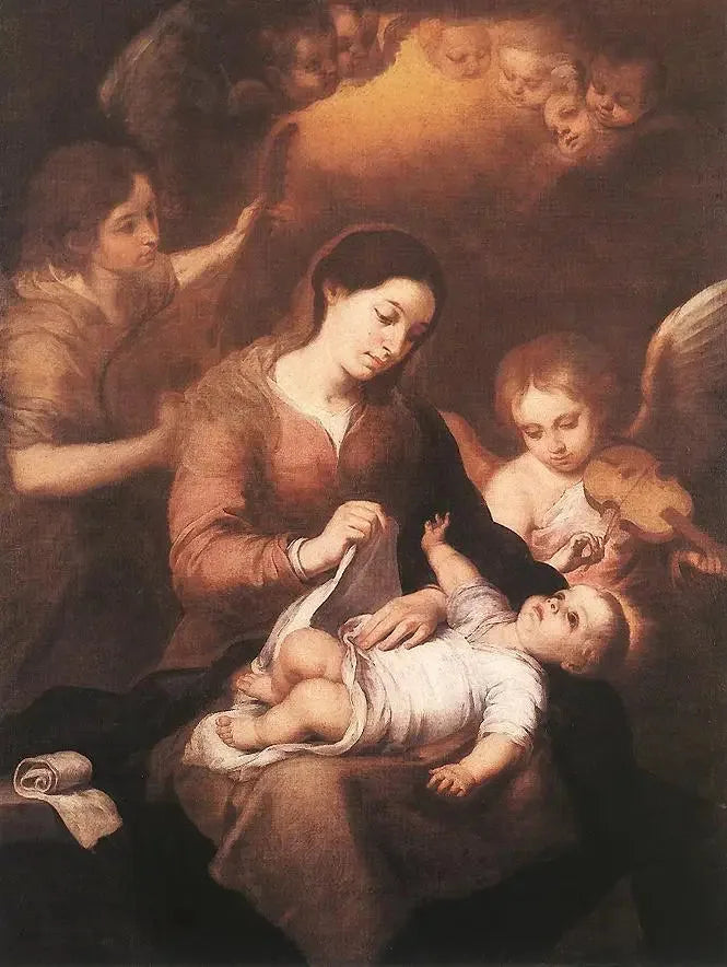 Marie e l'Enfant con angeli che suonano musica - Bartolomé Esteban Murillo