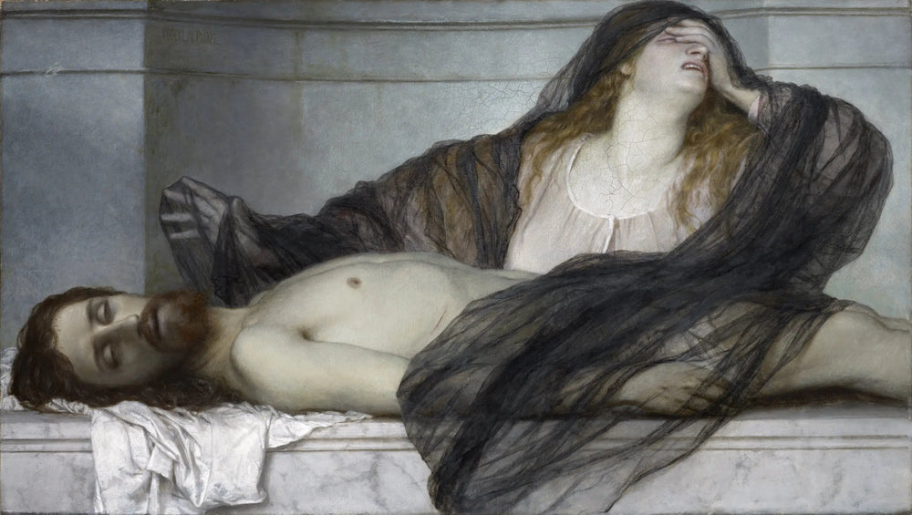 Marie-Madeleine pleurant le Christ mort - Arnold Böcklin image 1 tableau peint à l’huile sur toile