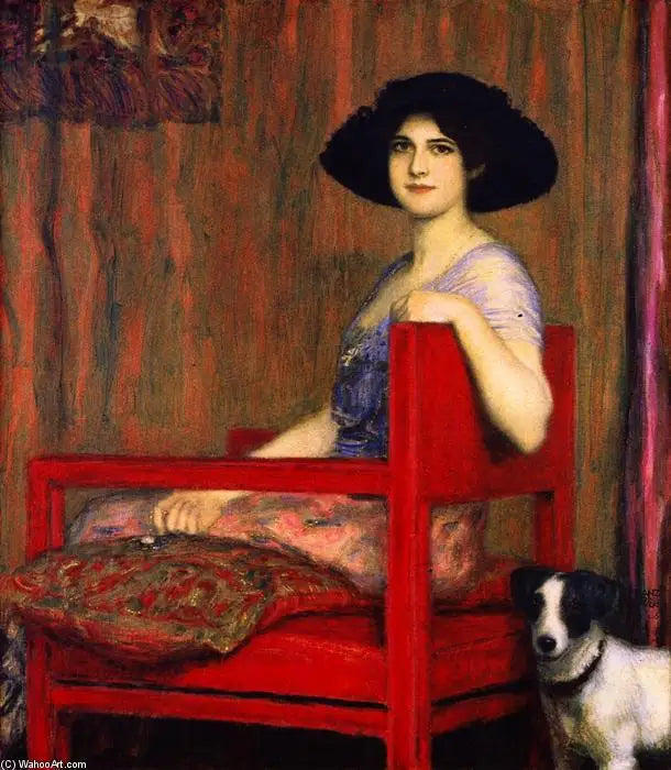 Marie su una sedia rossa - Franz Von Stuck