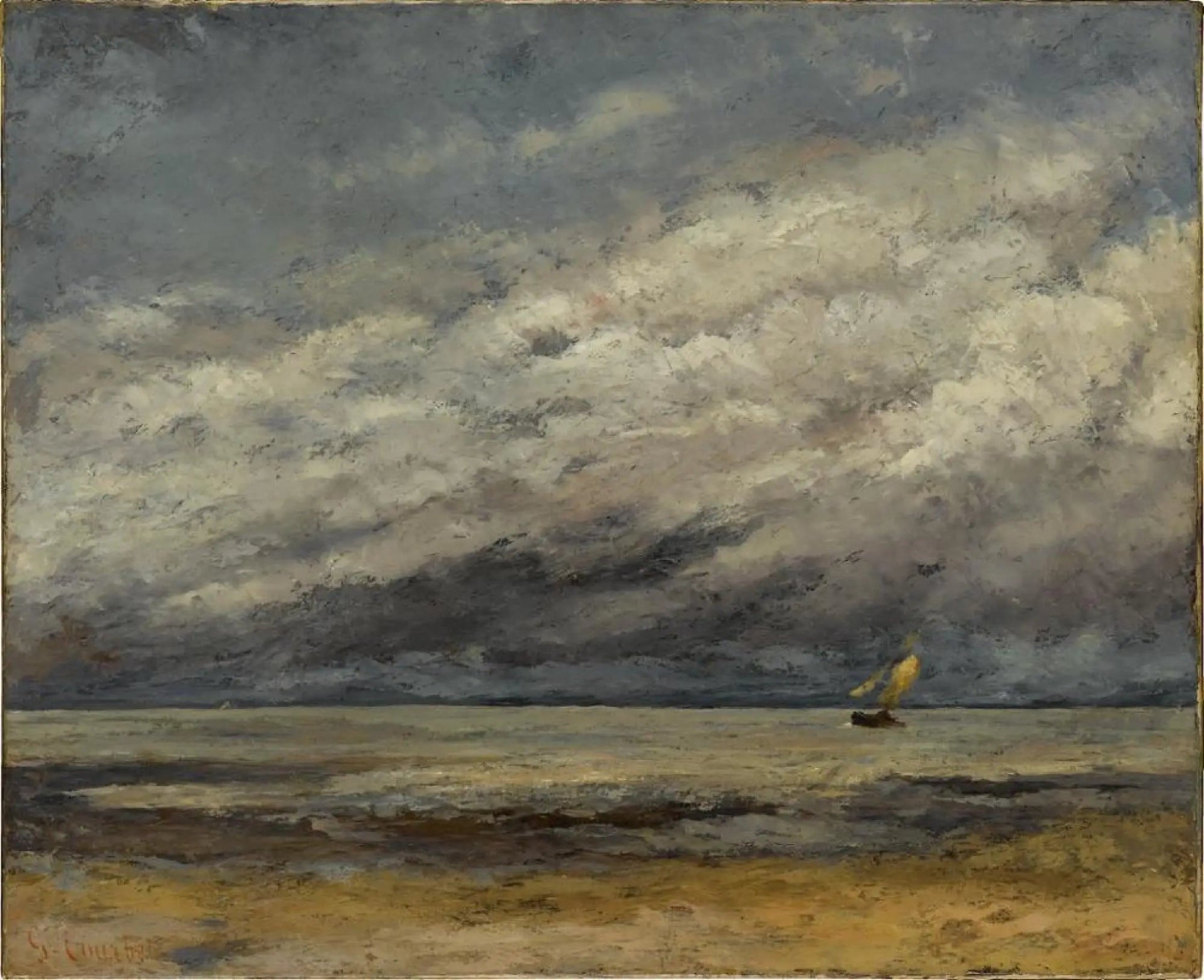 Marine avec voilier à l'approche de l'orage - Gustave Courbet image 1 reproduction de peinture à l’huile