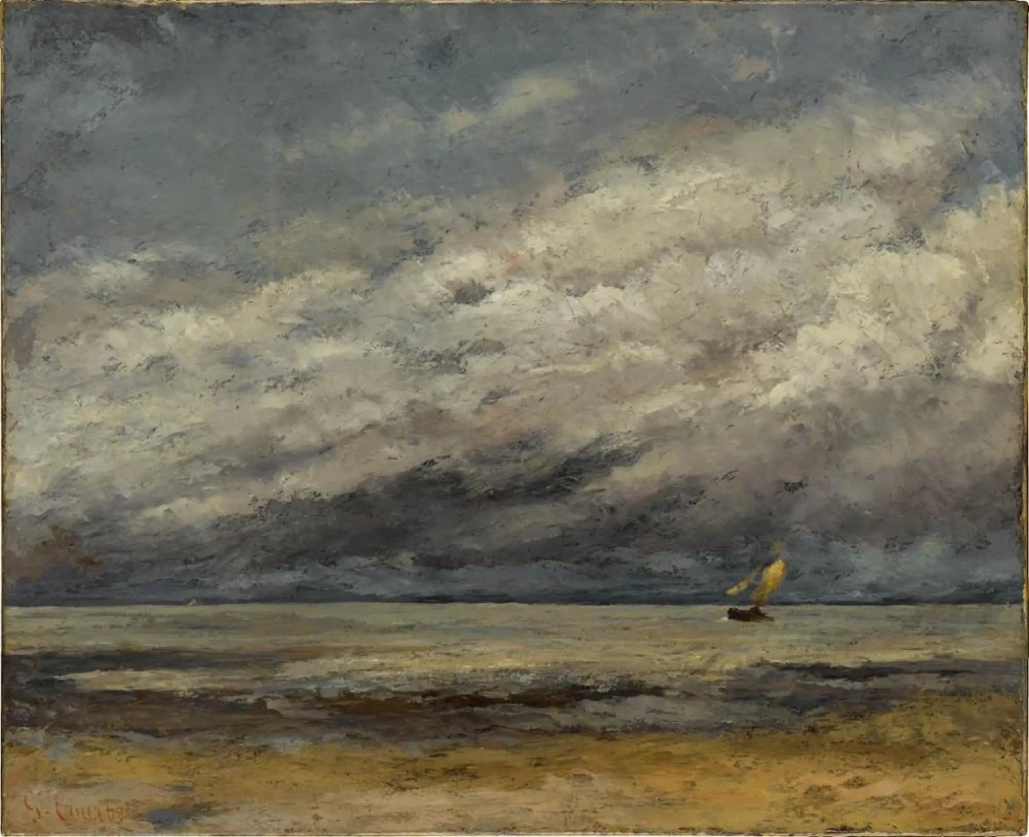 Marine avec voilier à l'approche de l'orage - Gustave Courbet image 1 reproduction de peinture à l’huile