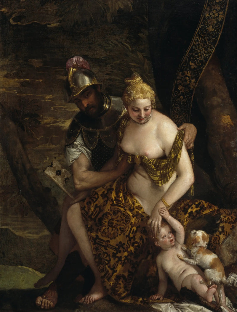 Marte spogliando Venere con Cupido e un cane - Paolo Veronese
