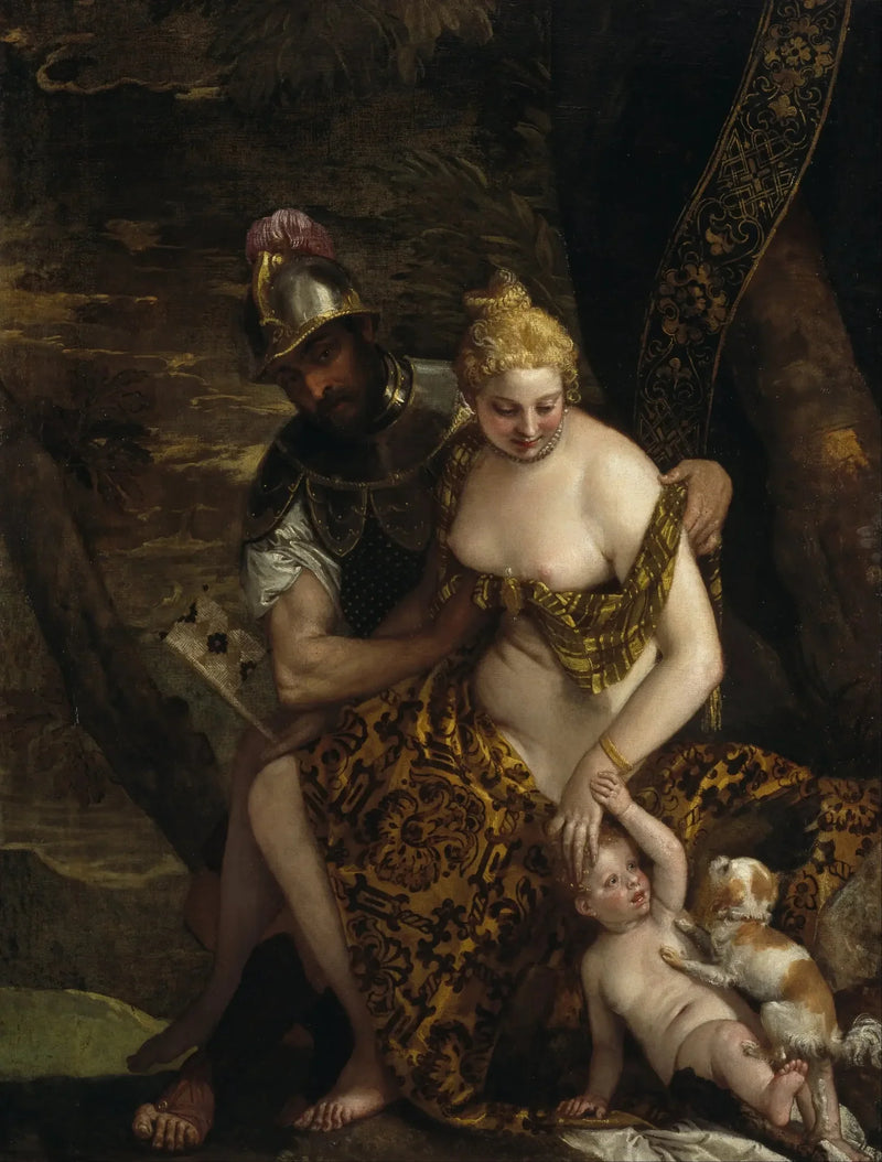 Marte spogliando Venere con Cupido e un cane - Paolo Veronese