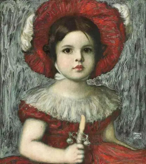 Mary, la figlia dell'artista, con il cappello rosso - Franz Von Stuck