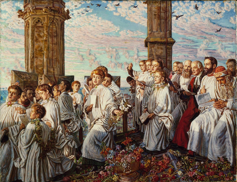 Mattino di maggio sulla torre del Magdalen College, Oxford, antica cerimonia annuale - William Holman Hunt