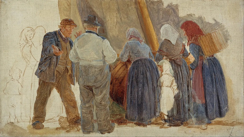 Mattinata a Hornbæk. Uomini e donne che negoziano - Peder Severin Krøyer