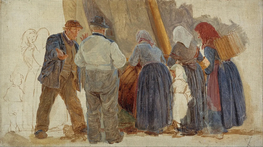 Mattinata a Hornbæk. Uomini e donne che negoziano - Peder Severin Krøyer