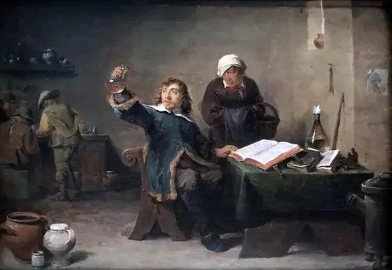 Medico di villaggio che esamina un campione di urina - David Teniers il Giovane