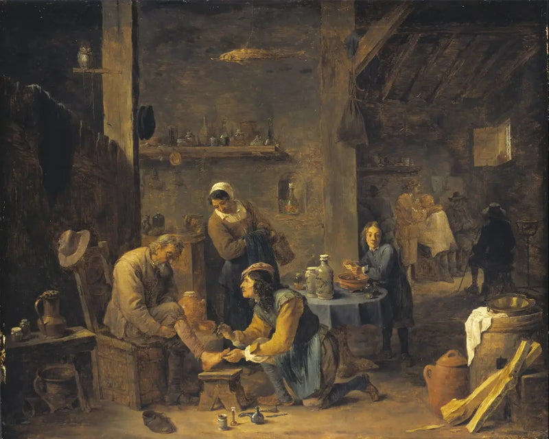 Medico di villaggio che visita un paziente - David Teniers il Giovane