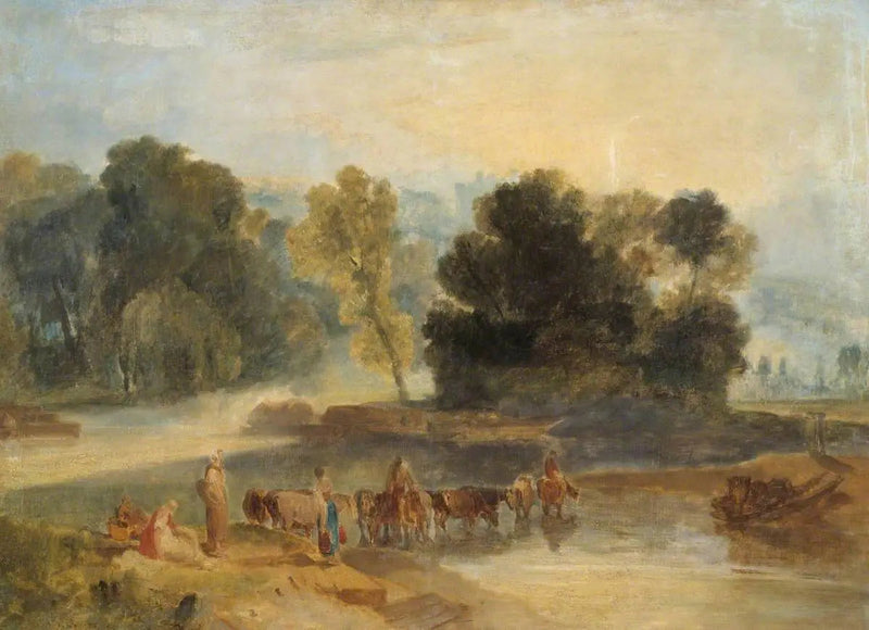 Uomini con Cavalli che Attraversano un Fiume - J. M. W. Turner