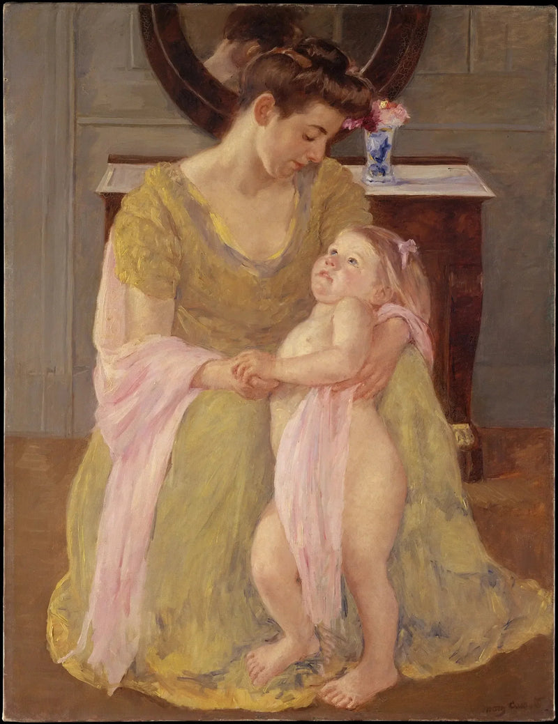 Madre e bambino con una sciarpa rosa - Mary Cassatt