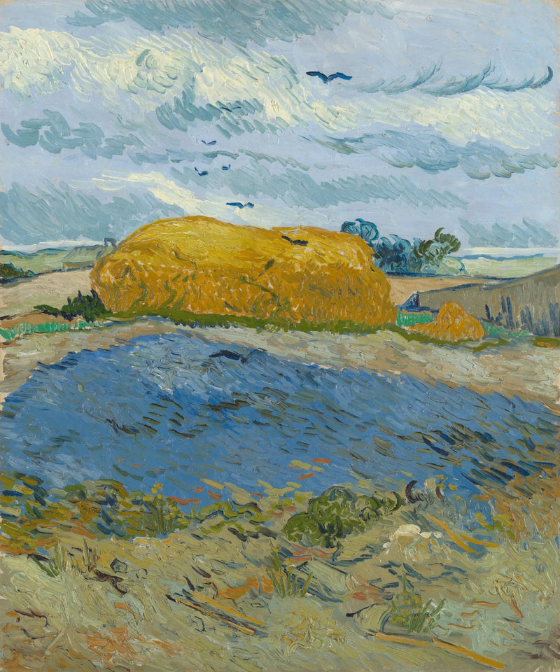 Mucchi di fieno sotto un cielo piovoso - Vincent van Gogh