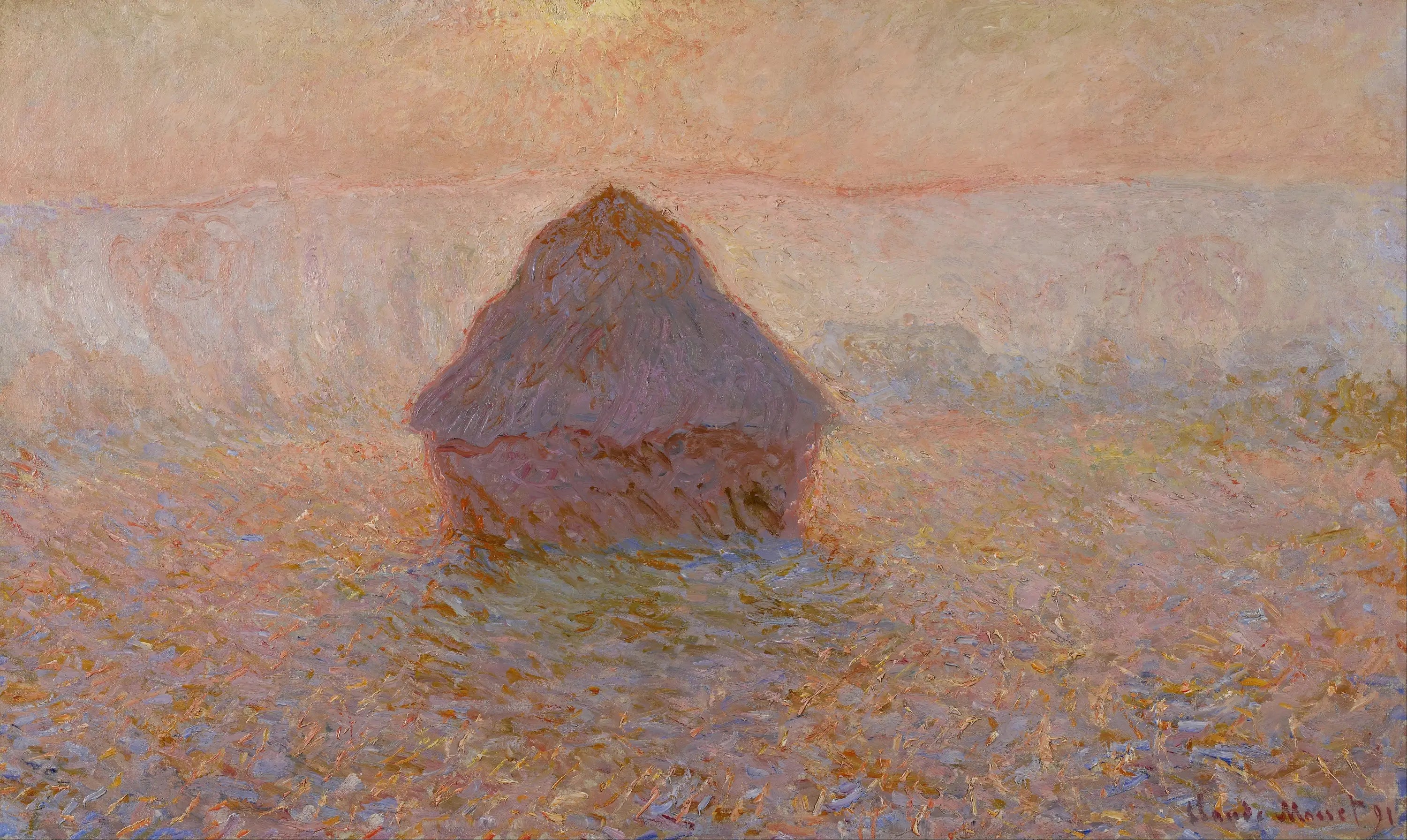 Reproduction du tableau « Meule, soleil dans la brume - Claude Monet » par Alpha Reproduction en peinture à l’huile